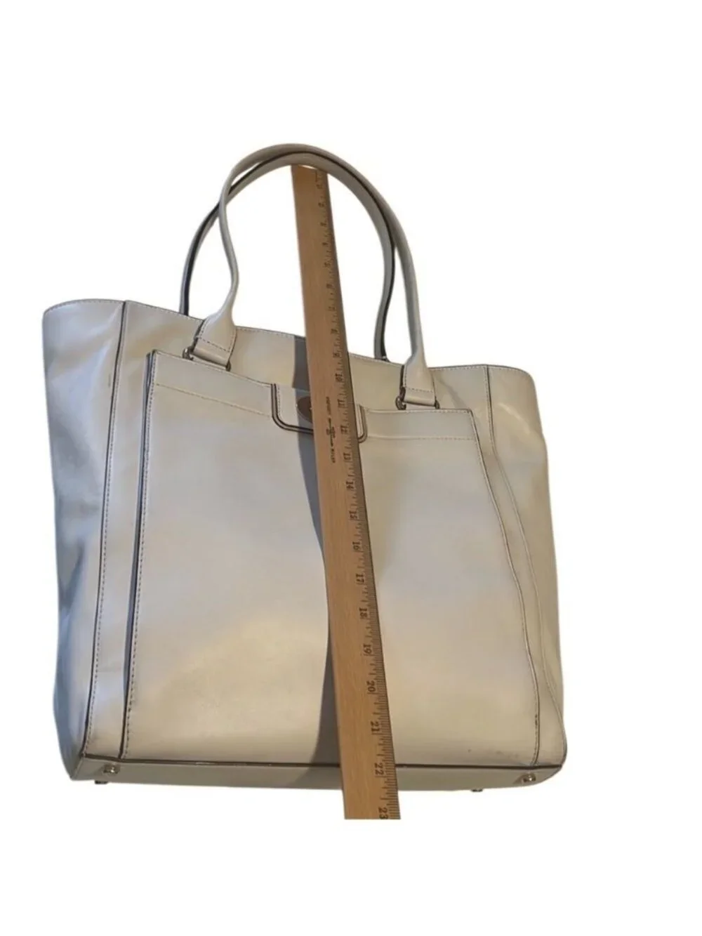 Kate Spade Ivory Leather Gold Hardware Large Tote Bag